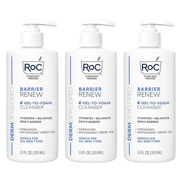 3 Pack - RoC Barrier Renew Gel to Foam Non Drying Foaming Facial Cleanser 12oz RoC
